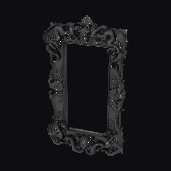 Ornate Black Baroque Mirror