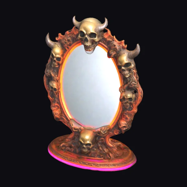 Oval Mirror Evil Skulls
