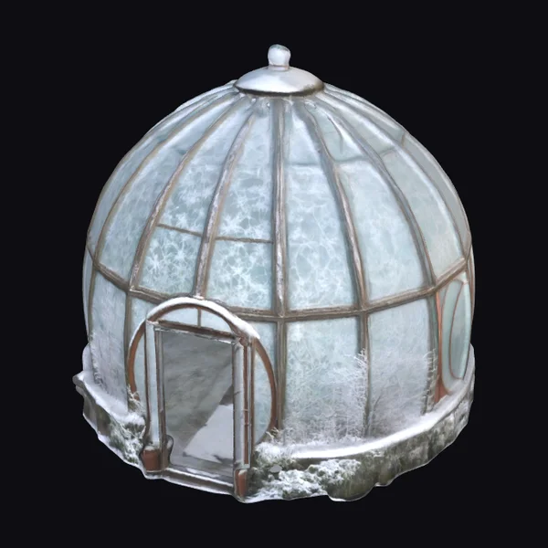 Snowy Glass Dome Greenhouse