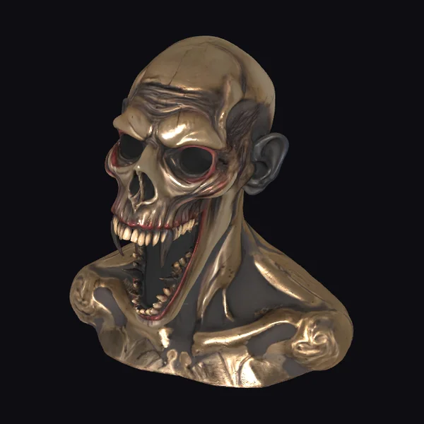 Golden Zombie Skull Bust