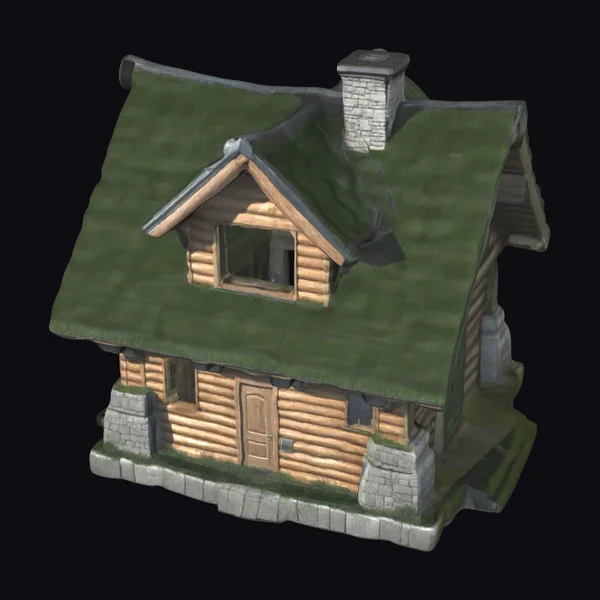 Wooden Log Cabin Facade