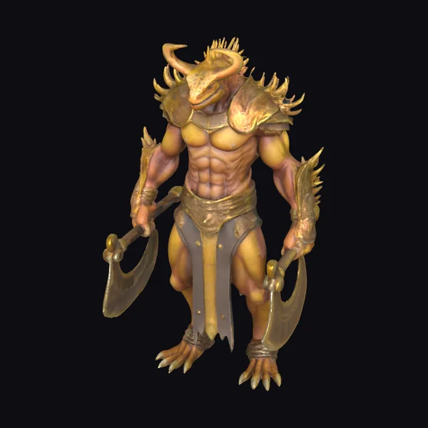 Muscular Horned Lizard Warrior