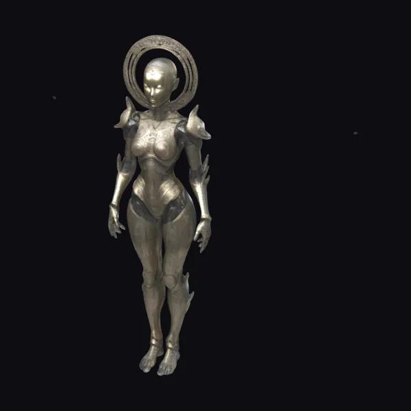 Metallic Humanoid Female Figure