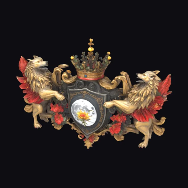 Ornate Heraldic Moonflower Emblem