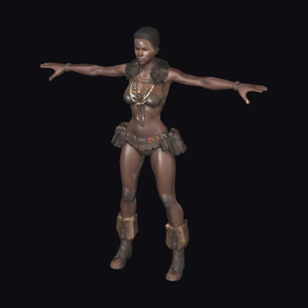 African Warrior Woman T-Pose