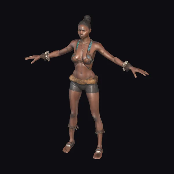 African Warrior Woman T-Pose