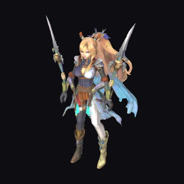 Blonde Warrior with Swords