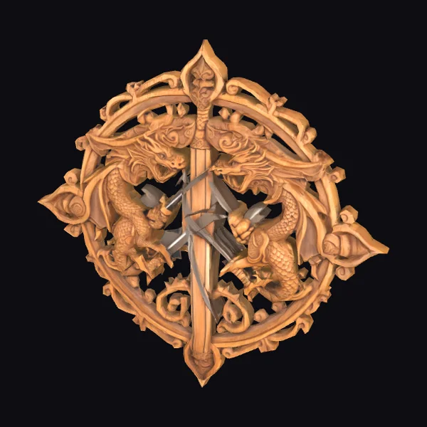 Carved Wooden Dragon Emblem