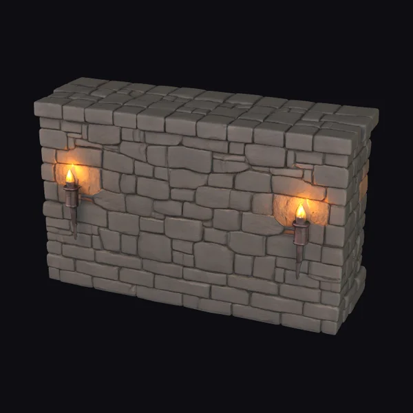 Gray Stone Wall Torches