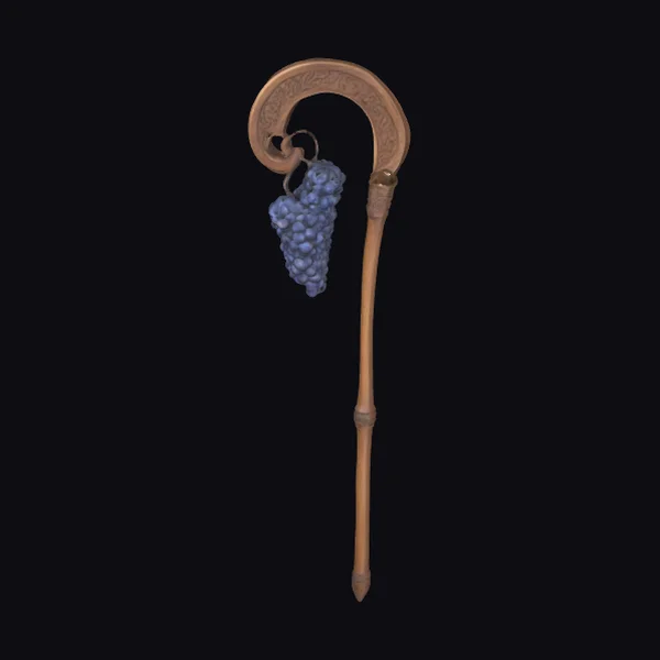 Wooden Staff with Grapes
