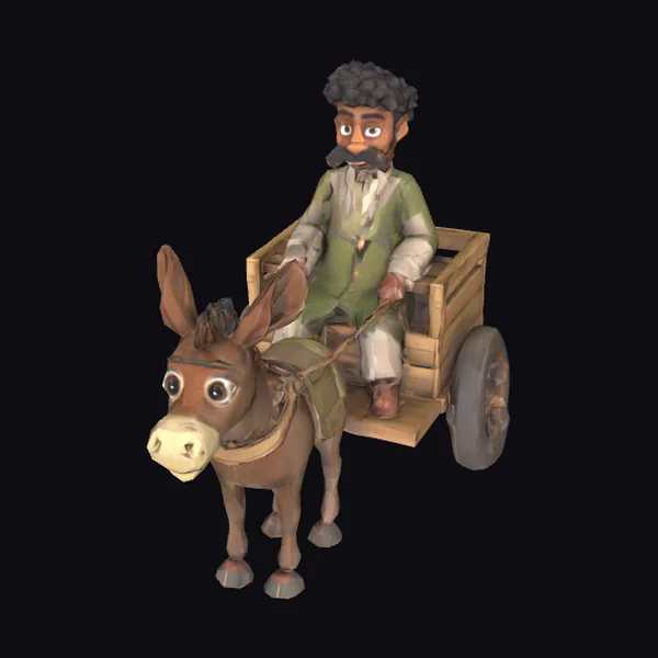 Donkey and Wooden Cart