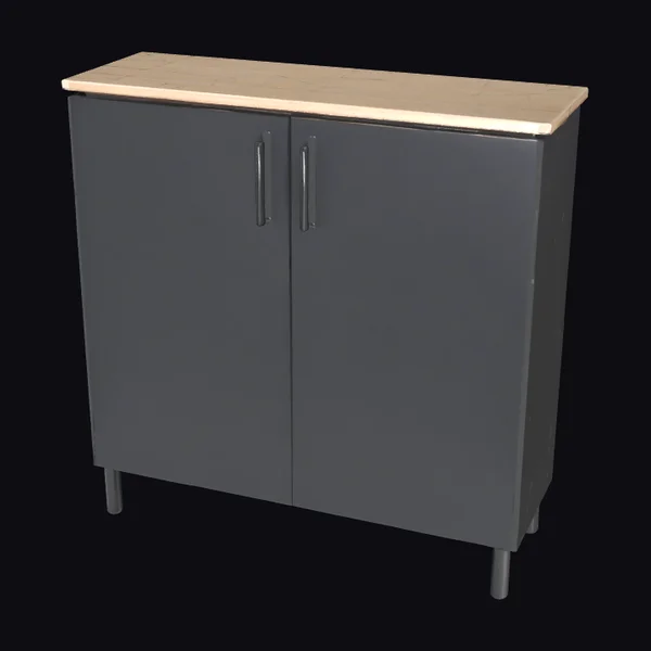 Black Cabinet with Wooden Top