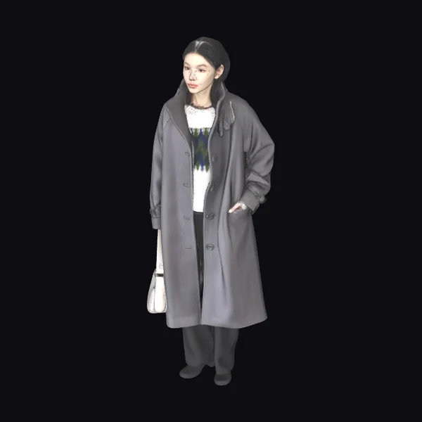 Elegant Woman in Gray Coat