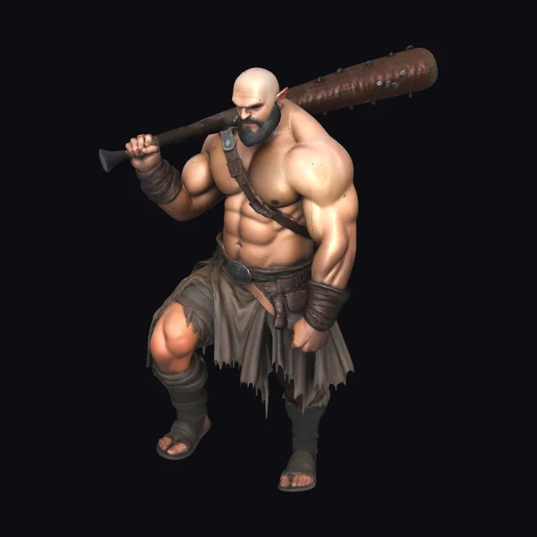 Muscular Warrior with Club