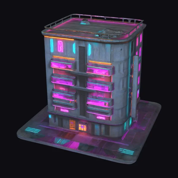 Neon Lit City Block