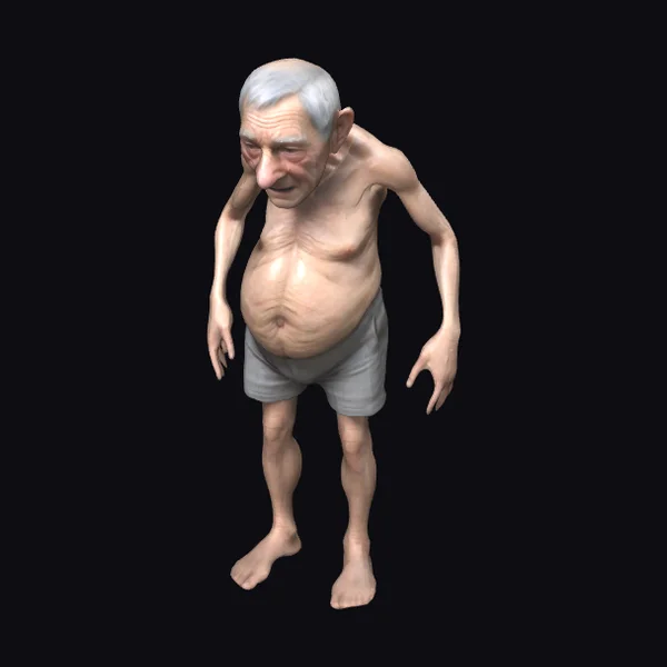 Elderly Man Without Shirt