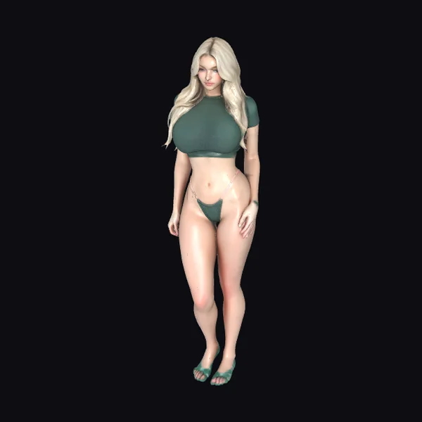 Blonde Woman in Green