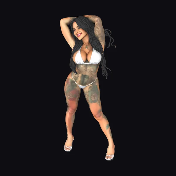 Tattooed Woman in Bikini