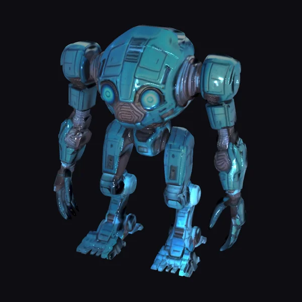 Cybernetic Blue Robot Creature