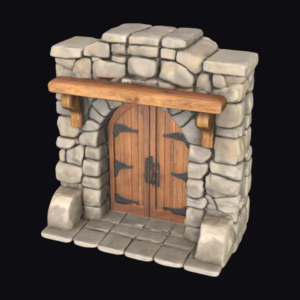 Stone and Wood Hearth Entrance