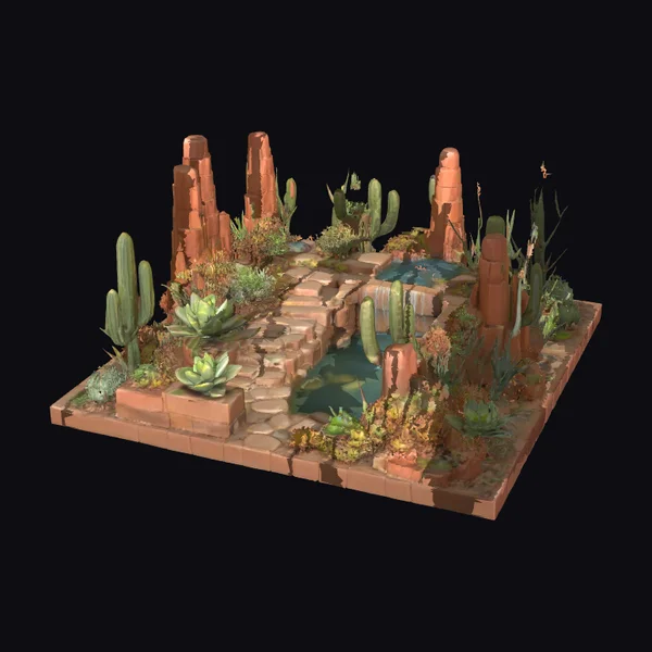 Desert Oasis Garden Scene