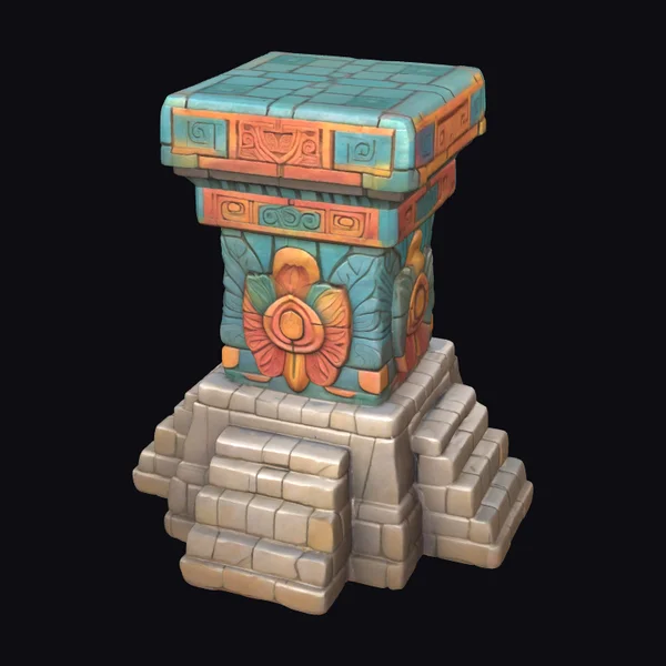 Ornate Aztec Stone Pillar
