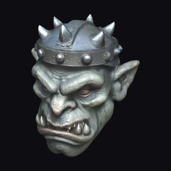 Evil Troll Head with Helmet