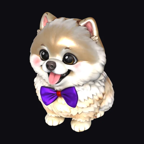 Cute Pomeranian Dog Figurine