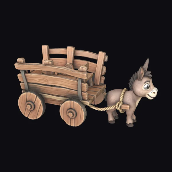 Donkey and Wood Cart