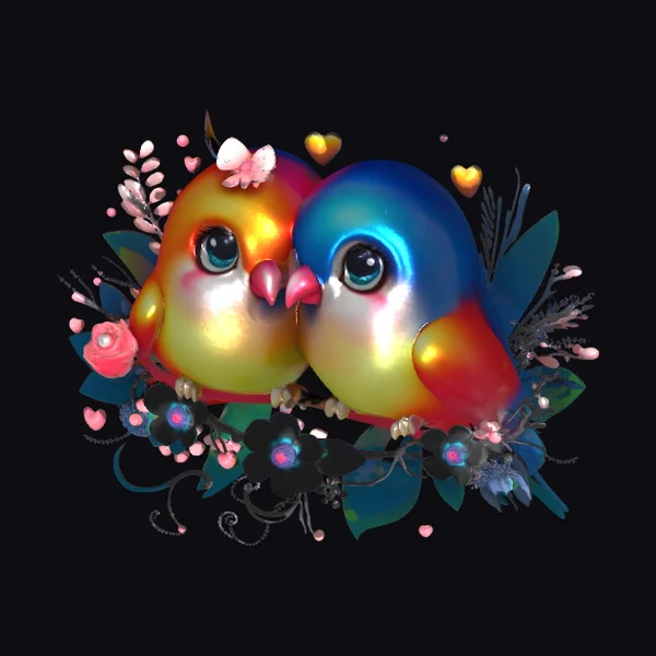 Colorful Lovebird Pair