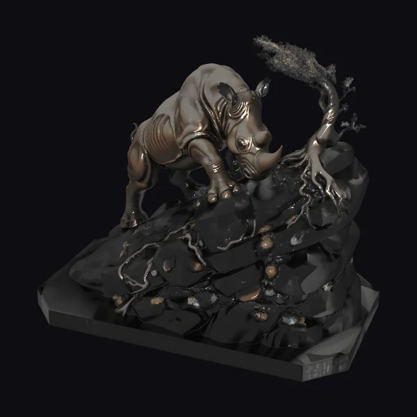 Rhino on Rocky Outcrop