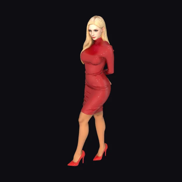 Blonde Woman Red Dress