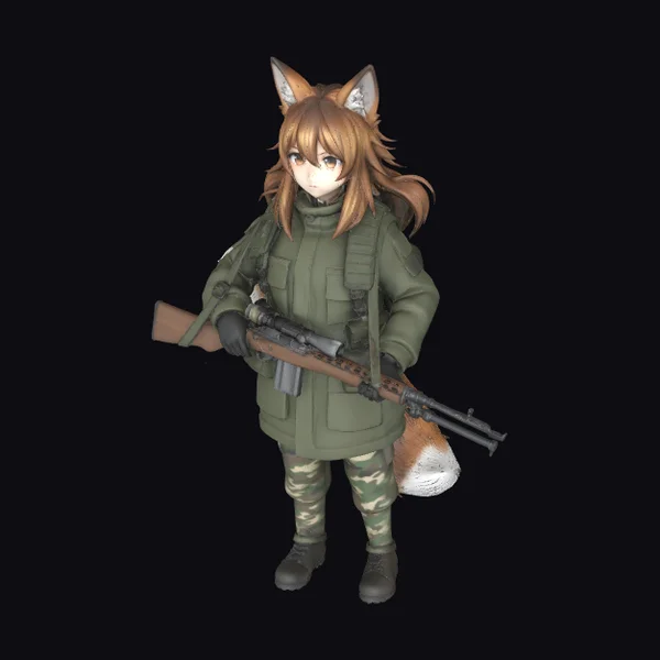 Fox Girl with Rifle