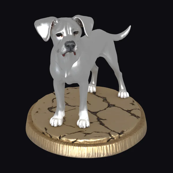 White Boxer Dog Figurine