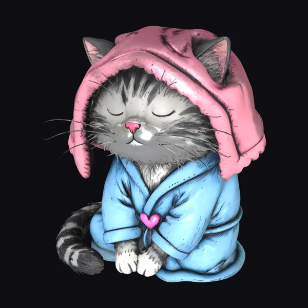 Meditating Cat in Robe