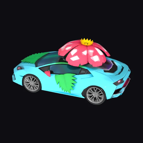 Floral Blue Sports Car