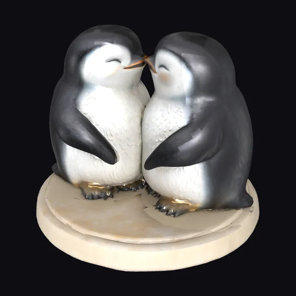 Cuddling Penguin Pair
