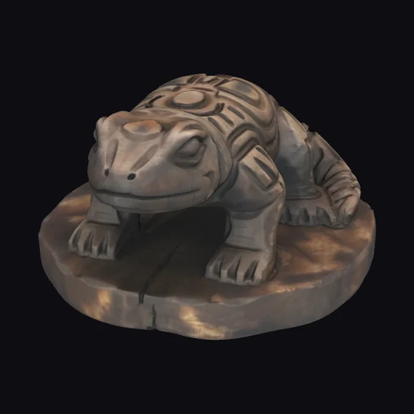 Wooden Carved Lizard Figurine