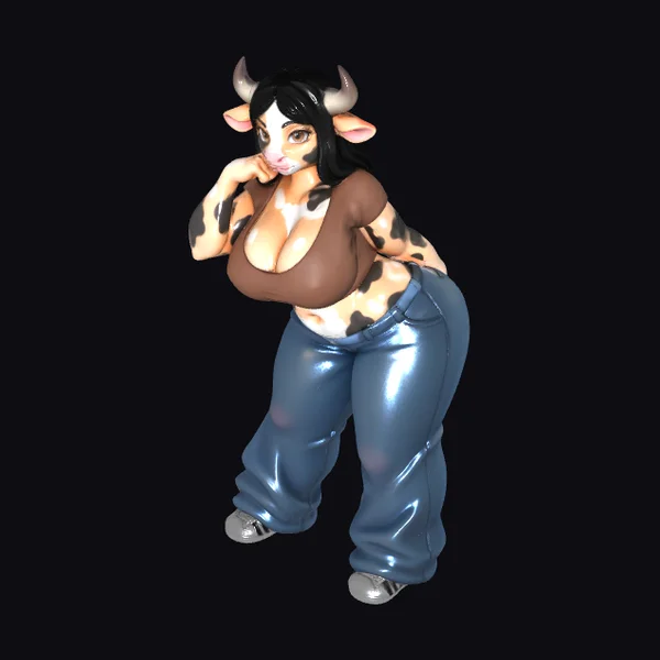 Cow Girl in Shiny Pants