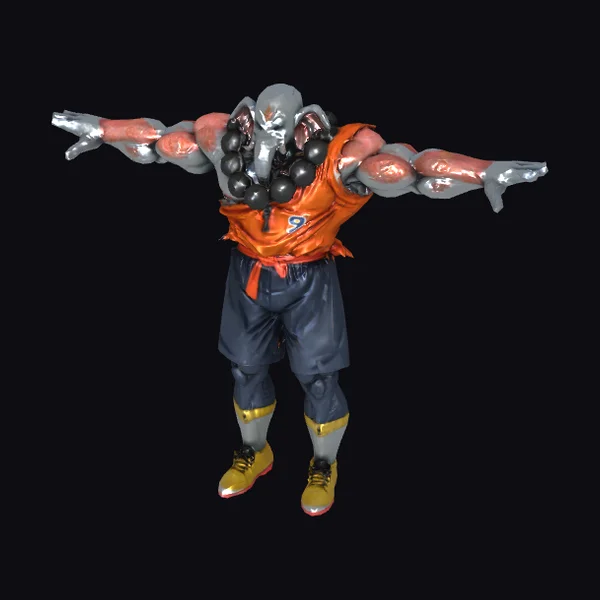 Muscular Elephant Soccer Player