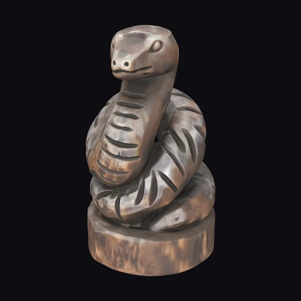 Wooden Carved Snake Figurine
