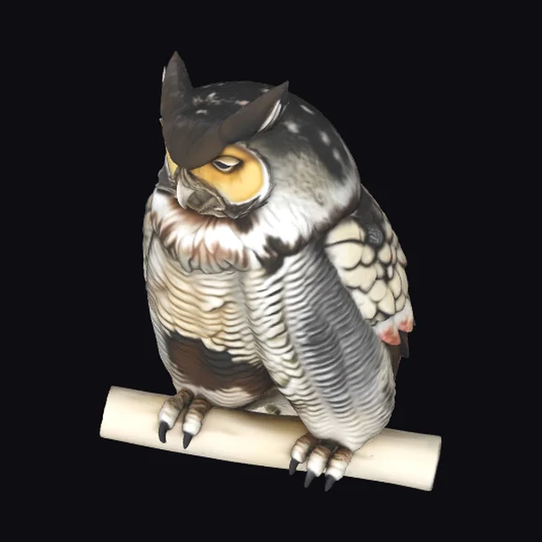 Perched Great Horned Owl