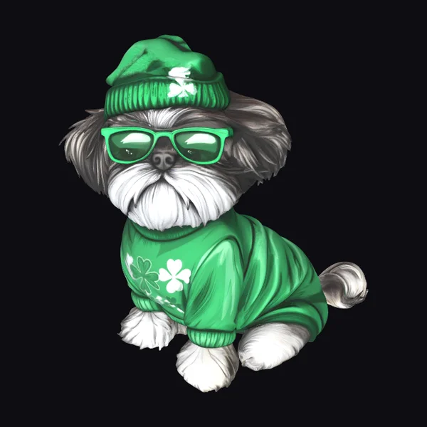 Cute Dog in Green Outfit