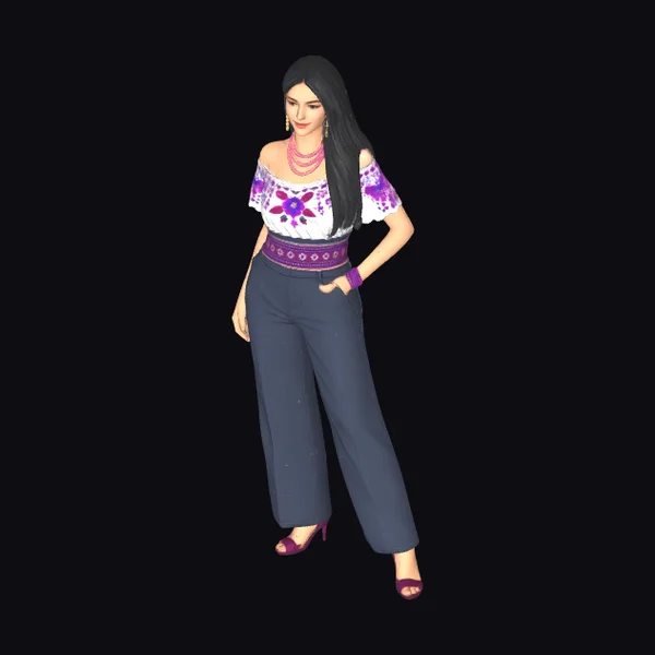 Woman in Purple Outfit