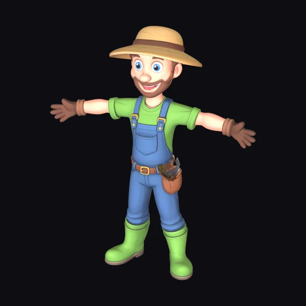 Cartoon Farmer with Open Arms