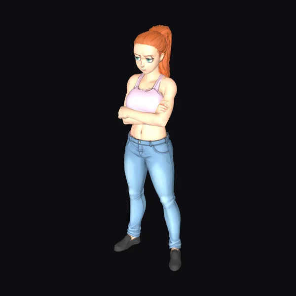 Red-Haired Girl in Jeans