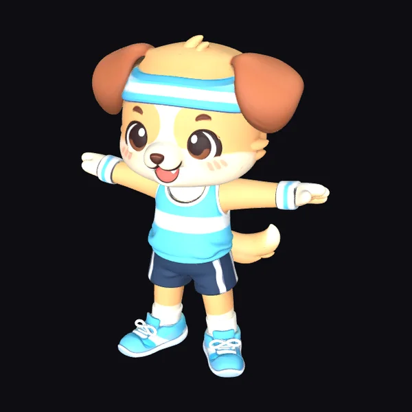 Cartoon Dog in Sports Gear