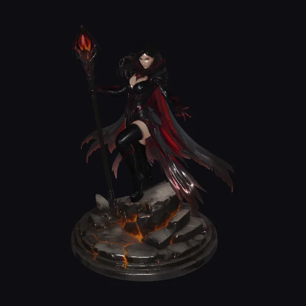Sorceress with Flame Staff
