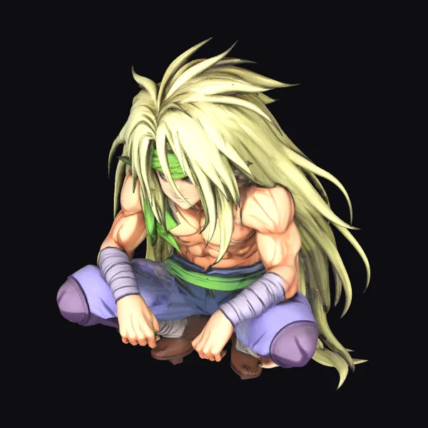 Muscular Anime Character Sitting