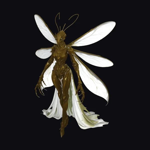 Golden Winged Humanoid Figure